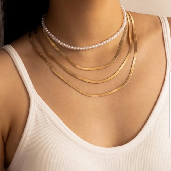 Nikkiwallflower Jewelry - *McKenna* Layered Pearl and Chain necklace